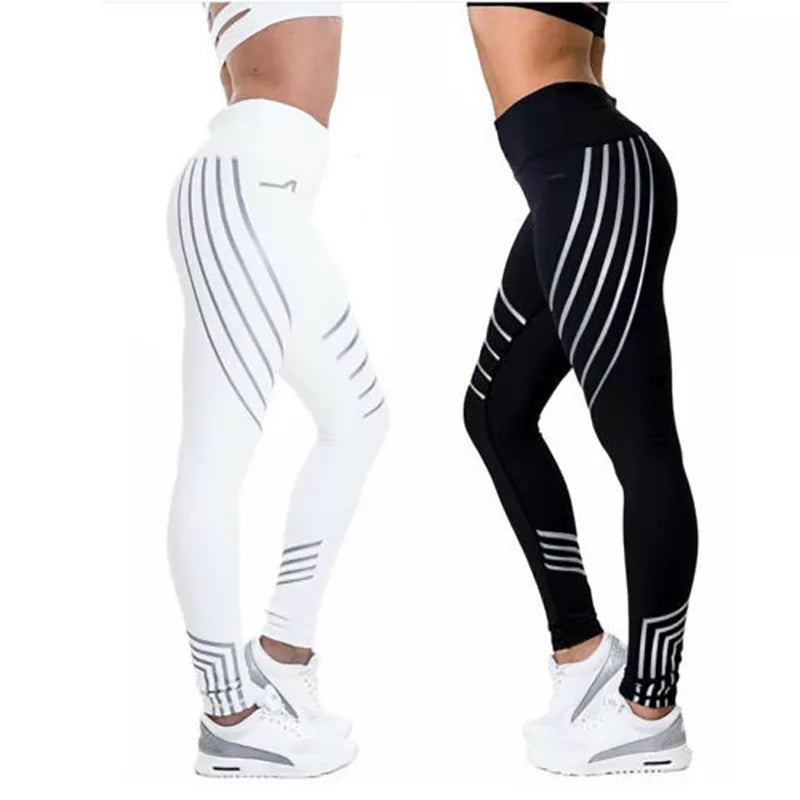 Leggings de fitness à paillettes imprimés au laser pour femme